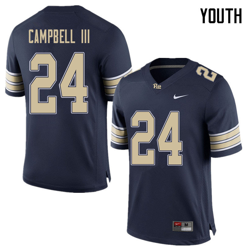 Youth #24 Phil Campbell III Pittsburgh Panthers College Football Jerseys Sale-Home Blue